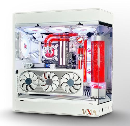 VIXIA High End Custom Watercooled Gaming PC - Intel Core i7 14700K - GeForce RTX 4080 DDR6X 16GB - DDR5 64GB 6000MHz - PCIe4.0 M.2 NVME 2TB - White - VXS-70W Red