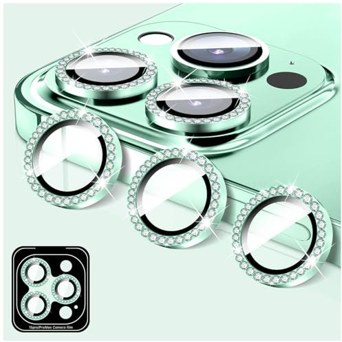 LucBuy Protecteur D'objectif D'appareil Photo Compatible avec iPhone 12 Pro Max, Protecteur D'objectif D'appareil Photo en Verre Trempé Diamant, Anneaux Métalliques Individuels