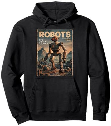 Fantasy Robot Retro Vintage 70s Magazin Graphic Japanese Pullover Hoodie
