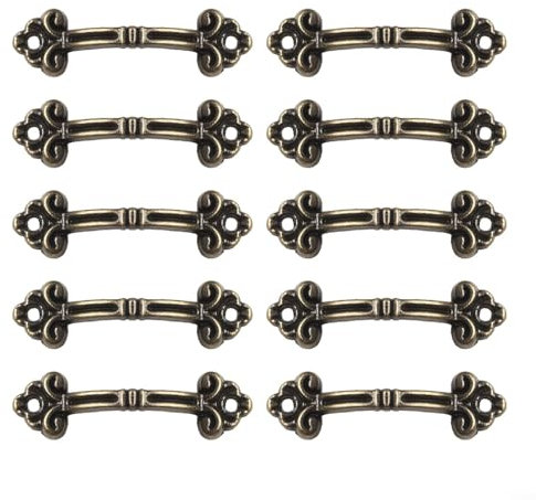 Antike, kleine Griffe, geeignet für Holzkisten, Schmuckkästchen, 10 Stück (Bronze)