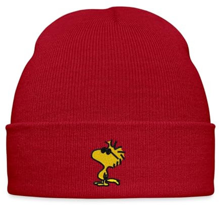 Spreadshirt Peanuts Woodstock Sonnenbrille Stick Wintermütze, One Size, klassisch Rot