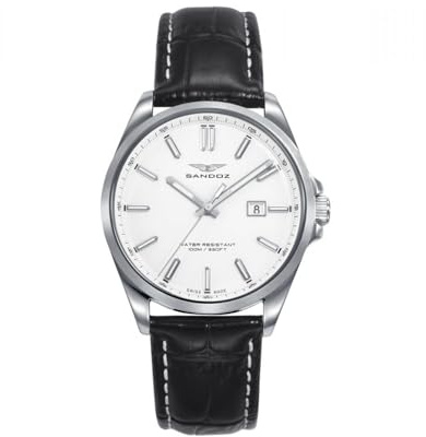 Sandoz Reloj Mujer 83002-07 Casuel Piel Negra y Acero Swiss Made
