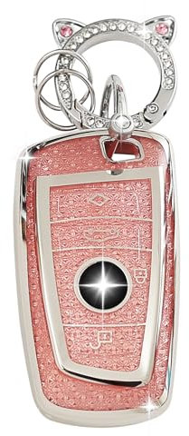 ZVRSUA Autoschlüssel Schutzhülle Passt für BMW,Schlüsselcover TPU Autoschlüssel hülle Kompatibel mit BMW 1er 2er 3er 4er 5er 6er F11 F10 F12 F20 F21 F25 F30 F31 X3 X4 M3 M4 M5 3GT 5GT (Rosa)