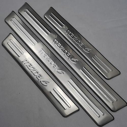 dzggs 4 Stück Auto Einstiegsleisten Schutz Aufkleber für Mazda 6 Kombi 3 (III) GJ/GL Facelift I 2018-2024, Anti-Kratz Türschweller Pedal Schützen Einstiegsleisten Schutzfolie Edelstahl Zubehör,B