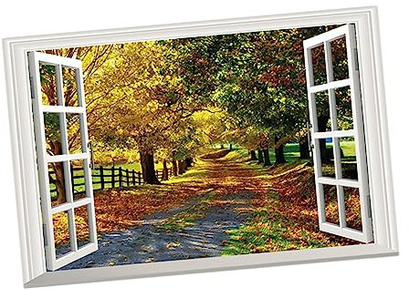 HOMSFOU Sticker Decorativo Finestra Finta Per Interni Adesivo Murale Rimovibile Con Paesaggio Per Salotto e Camera Da Letto Decorazione Creativa Per Ambienti Domestici e Uffici