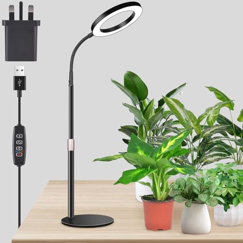 Ainiv Grow Light for Indoor Plants, Full Spectrum Grow Lights with 6/12/16H Timer, 62cm/24.41 inches Height Adjustable Desktop Lift,80 LED Lamp Beads, Light for All Kinds of Plants