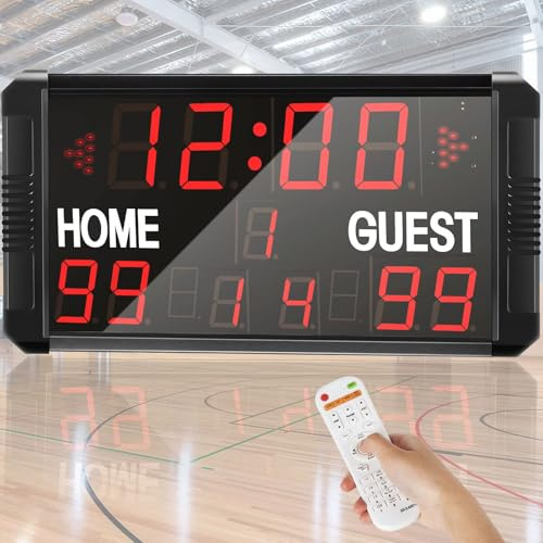 Spolehli Anzeigetafel Multisport LED Anzeigetafel mit Fernbedienung Indoor Wandhalterung Tragbare Tischanzeigetafel für Basketball Tischtennis