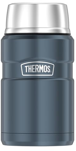 Thermos STAINLESS KING Thermobehälter 0,71 l, 14h heiß, ice grey | 24h kalt, absolut dicht, Edelstahl-Isolierbehälter für Essen, Lunchpot für Suppen & Mahlzeiten, eisblau glänzend