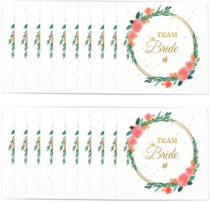 40 Stück Team Bride Servietten, weiße JGA Servietten mit Blumenmotiv | 2×20 weiße Servietten als florale JGA-Tischdeko für Brautparty, Bridal Shower, Sektempfang und Desserttisch