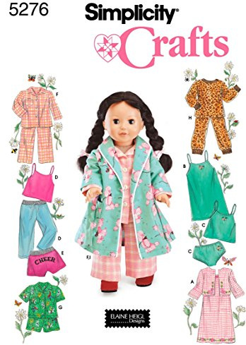 Simplicity 5276Doll Clothes, Paper, White, OS (ONE Size) | Elaine Heigl Designs