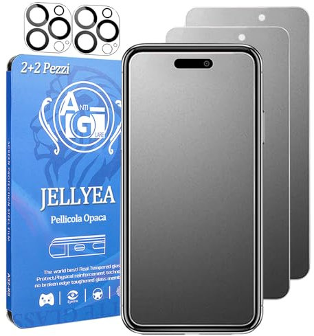 JELLYEA 4 Pack, Matte Screen Protector (2 Pack) for iPhone 16 Camera Lens Protector (2 Pack) Anti-Glare Anti-Fingerprint Case Friendly Matte Tempered Glass for Apple 16,6.1”