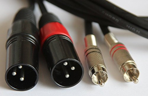 electrosmart 6m - Twin Instrument Cable - 2x RCA/Phono Male Plugs to 2x 3 Pin XLR Male Plugs - Suitable for connecting CD/Mini-Disc/DAT/Tape Players to Audio Mixers/Amplifiers etc