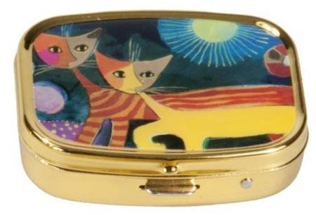 Fridolin Rosina Wachtmeister Pillendose Pillendöschen Metall **Katzen mit Sonne**