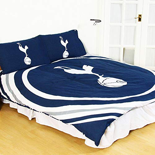 Tottenham Hotspur FC Offizielles Pulse Design Wende Bettwäsche, Bettbezug und Kissenbezug Set, Baumwolle, Blau/weiß, Doppelbett