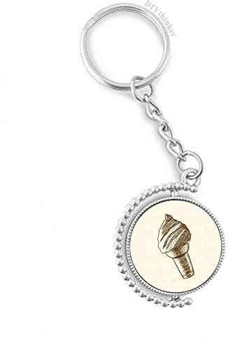DIYthinker Braun Hand Sketching Kegel Eiscreme Drehbare Schlüsselanhänger Ringe 1.2 Zoll x 3.5 Zoll Mehrfarbig