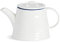 Nicola Spring Farmhouse Teapot - 900ml White Porcelain Tea Pot with Blue Rim - Rustic Country Cottage Style - Vintage Ceramic for Loose Leaf or Bagged - Dishwasher Safe Kitchen Tableware