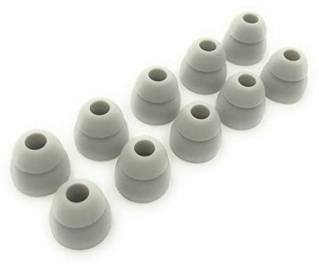 JustEarbuds 5 Pair Double Flange Earbud Headphones Replacement Silicone Ear Tips for Skullcandy, Panasonic, LG, Powerbeats, Symphonized, iFrogz, Mpow, JVC and More (Grey)