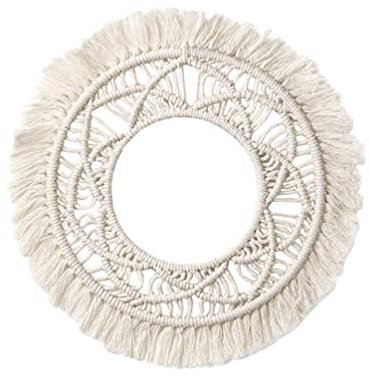 BESPORTBLE Runde Makramee Wanddekoration Boho Handgemachte Gewebte Wandbehang Wandkunst Dekorationen für Wohnung Wohnzimmer Schlafzimmer Baby Kinderzimmer (Stil 1)