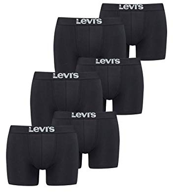 Levi's Herren Boxershorts 6er Pack - Solid Basic Boxer Brief - 905001001 (Schwarz, S)