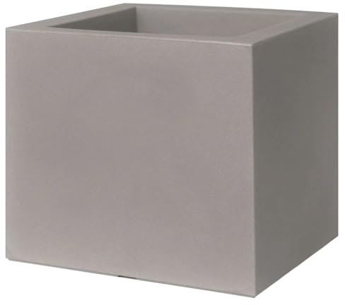 EURO3PLAST Fioriera da Interno Esterno in Resina Kube Vaso Quadrato 40X40 H40 Cemento