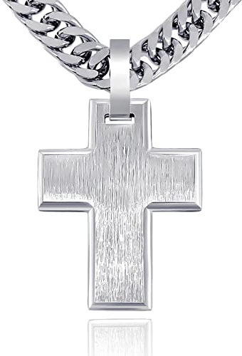 RUGGED steel Herren Edelstahl Kette mit Kreuz-Anhänger (55, Panzerkette)