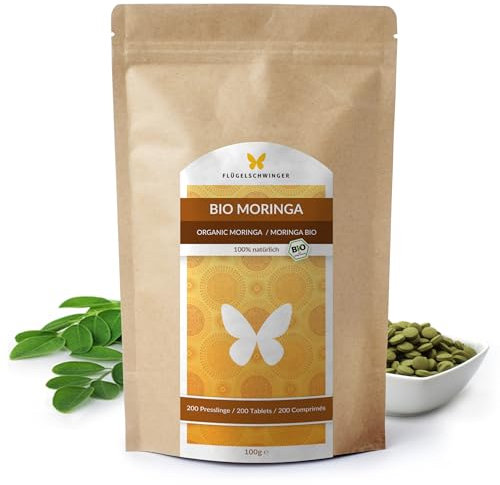 200 comprimés de Moringa BIO de 500 mg, hautement dosés, 100% naturels, 100% Moringa sans additifs, qualité bio certifiée, emballage sans aluminium, alternative intelligente aux capsules