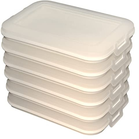 Engelland 6er Set Aufschnitt-Dosen mit integrierter Servierplatte, Frischhaltedose, Aufbewahrungsbox, Aufschnitt-Box, stapelbar, BPA-frei, Küchenbedarf cremeweiß