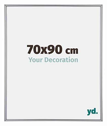 yd. Your Decoration - Cadre Photo 70x90 cm - Argent Brillant - Cadre Photo en Plastique Avec Verre acrylique - Anti-Reflet - Cadre 70x90 - Annecy