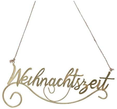 Schriftzug Weihnachtszeit in Gold L: 26cm zum Aufhängen - Hänger Weihnachten, Advent, Dekofigur, Gartendeko, Weihnachtsdeko