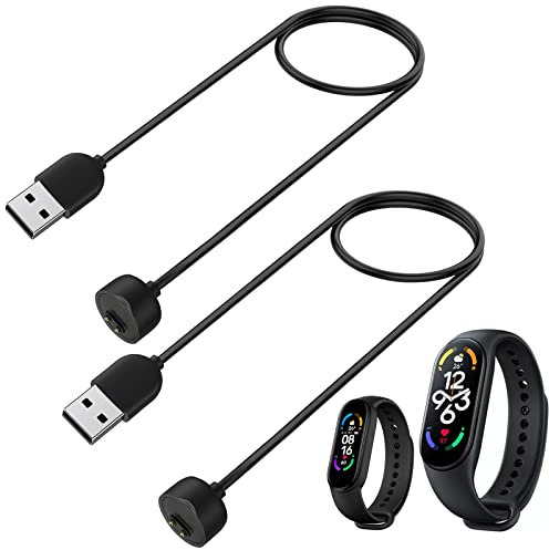 2 Stück Ladekabel Kompatibel mit Xiaomi Mi Band 6 / Mi Band 5 / Mi Band 7 Ladegerät, Ersatz USB Charger Kabel Ladestation Lade Ladeadapter Ladeschale für Mi Band 6 / Mi Band 5/7 USB Lade, Schwarz