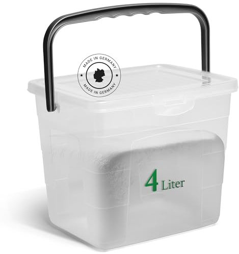 Novaliv Waschmittelbox mit Deckel 4 Liter I Transparent I 23,5 x 18 x 18,5 cm I Box Waschpulver Aufbewahrungsbox mit Henkel Waschmittel Aufbewahrung Waschmittelbehälter Waschpulverbehälter