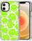 MOSNOVO Case for iPhone 12 Mini, [Buffertech 6.6ft Military-Grade Drop Protection] [Anti Peel Off Tech] Clear TPU Bumper Phone Case Cover Design - Distorted Green Smiles Face