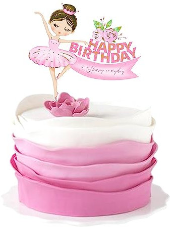 Blumomon Pink Ballerina Birthday Cake Topper Ballet Theme Cake Decoration Cute Dancer Baby Girls Birthday Party Supplies