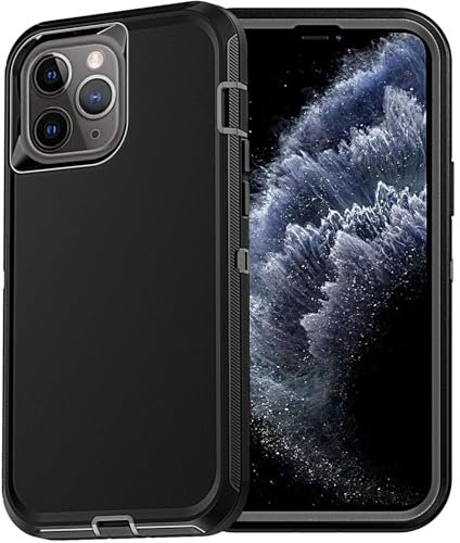 YmhxcY for iPhone 11 Pro Case Shockproof Dropproof Dust-Proof Drop Proof 3-Layer Durable Phone Case Heavy Duty Protection Phone Case Cover for Apple iPhone 11 Pro 5.8 inch-Black/Grey