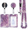 Zemolo Porte Badge de Carte d'Identification avec Cordon Tour de Cou, Porte-cartes Swivel Lobster Clasp avec Lanières Rétractables pour Cartes d'étudiant d'infirmière Clés Caméra (Marbre Violet)
