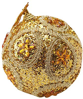 Weihnachtsbaumschmuck mit Aufhänger Bruchsicher Weihnachtskugeln Strass Ornament Ball Baumschmuck Glitzer Xmas 8CM Dekoration Aufhänger Makramee Pflanzenhänger Weihnachtskugeln (Gold, One Size)