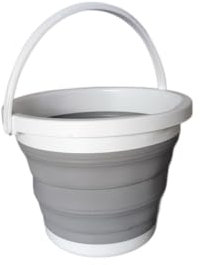 heekin 5L Faltbarer Eimer,falteimer aus Kunststoff für Autowäsche, Camping im Freien, Wasserauffang, Kinderspiel, Tierfütterung, Reinigung, runder Grauer Falteimer(grau)