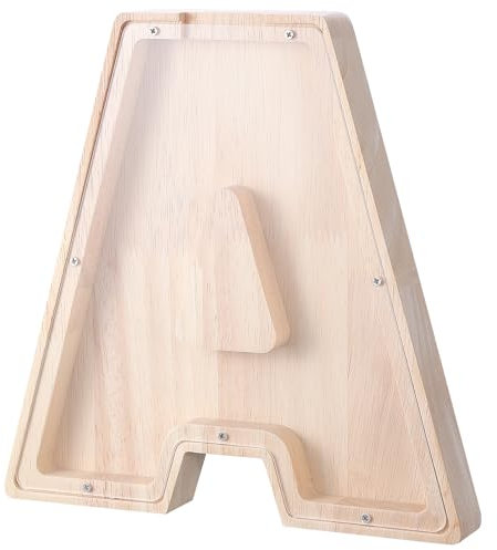 HonGien Buchstaben Spardose Holz, Spardose Alphabet, Sparschwein Buchstaben mit Klaren Alphabet-Aufklebern, 23CM Spardose als Buchstabe für Geschenk, Weihnachten, Dekoration (A)
