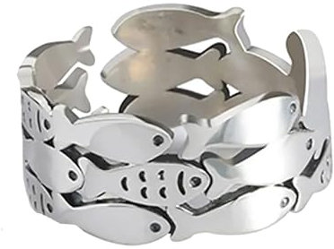 Miniblings Fischschwarm Ring Fingerring Meer Angler Fische Silber - Origineller Modeschmuck I Fingerring mit Motiv I verstellbar one Size