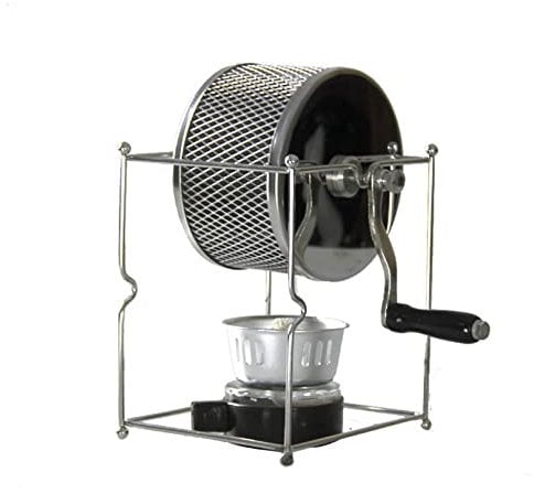 Samnuerly Kaffeeröster-Maschine, manuelle Kaffeebohnen-Röstmaschine für den Heimgebrauch, Haushalt, 304 Edelstahl, Trommeltyp, rotierender Kaffeeröster, Handgebrauch mit Brenner, 100 g