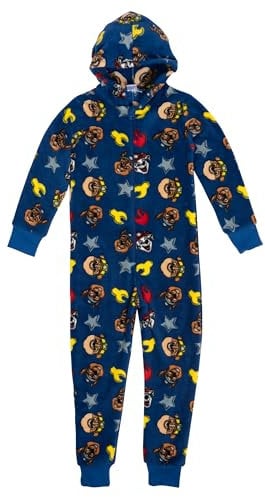 United Labels Paw Patrol Jumpsuit für Jungen, Blau, 122-128, Overall mit Kapuze lang, Schlafanzug Einteiler für Kinder