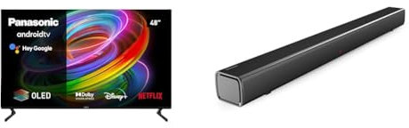 Panasonic TX-48MZ700B, 48 Inch 4K Ultra HD OLED Smart 2023 Android TV and Dolby Vision SC-HTB100 Slim Soundbar for Dynamic Sound with Bluetooth, USB, HDMI and AUX- in Connectivity
