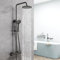 AICA Colonna Doccia con Miscelatore Termostatico, Rubinetto Doccia 283x40mm, Soffione Doccia Tondo in Acciaio Inox da 20cm, Altezza Regolabile 735-1170mm, Set Doccia Completo Nero