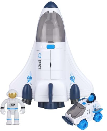Siairo Space Shuttle Rakete Spielzeug für Kinder, Weltraumspielzeug für Jungen Mädchen, Wissenschaft Lernspielzeug Astronauten Figuren (blau)