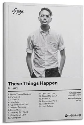 szzmyo G-Eazy Poster These Things Happen, Album-Poster, dekoratives Gemälde, moderne ästhetische Leinwand, Poster, Schlafzimmer, Kunst, Wohnzimmer, Dekoration, Poster, 30 x 45 cm, Rahmenstil
