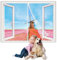 Fliegengitter BalkonFenster, 290x245cm Magnetischer Fliegenvorhang Moskitonetz, Hände frei, Klebemontage Ohne Bohren, für Flure Fensteren, Weiß 1995-Größe