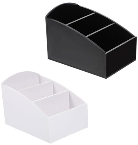 GIONAR 2Pcs Tea Bag Holder, Coffee Station Organizer, Sachet Holder for Coffee,Tea and Sugar, Acrylic Material with 3 Compartments, for Hotels, Dessert Shops (Black and White)