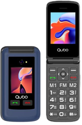 Qubo GSM Telefono Cellulare per Anziani,Flip phone Telefoni Cellulari Tasti Grandi,Volume alto,Funzione SOS, 2.4+1.77 Contatti con Immagini,Chiamata Rapida,Cellulare anziani Blu