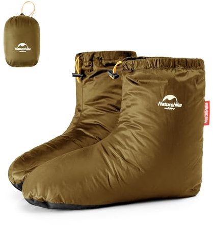 Naturehike Federschuhe Warme Entendaunensocken Outdoor/Indoor Wasserdichte Winter Fleece Socken Schlafzimmer Büro rutschfest super warmes Schuhwerk Snowboard Reitschuhe(Braun S)