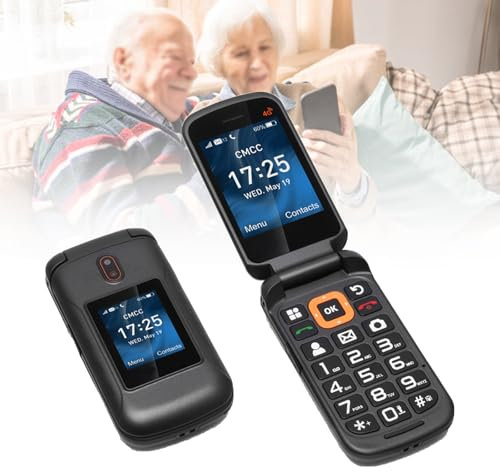 Basic Mobile Phones for The Elderly and Kids, Unlocked Dumb Phones, Cell Phones Without Internet - with Big Buttons, MP3, MP4, Camera, Flashlight, SOS,Black